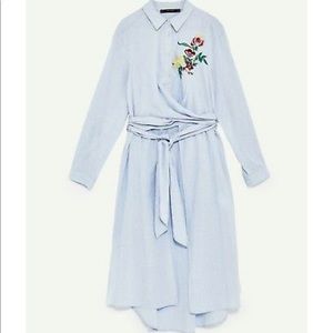 Zara 100% cotton belted shirt dress